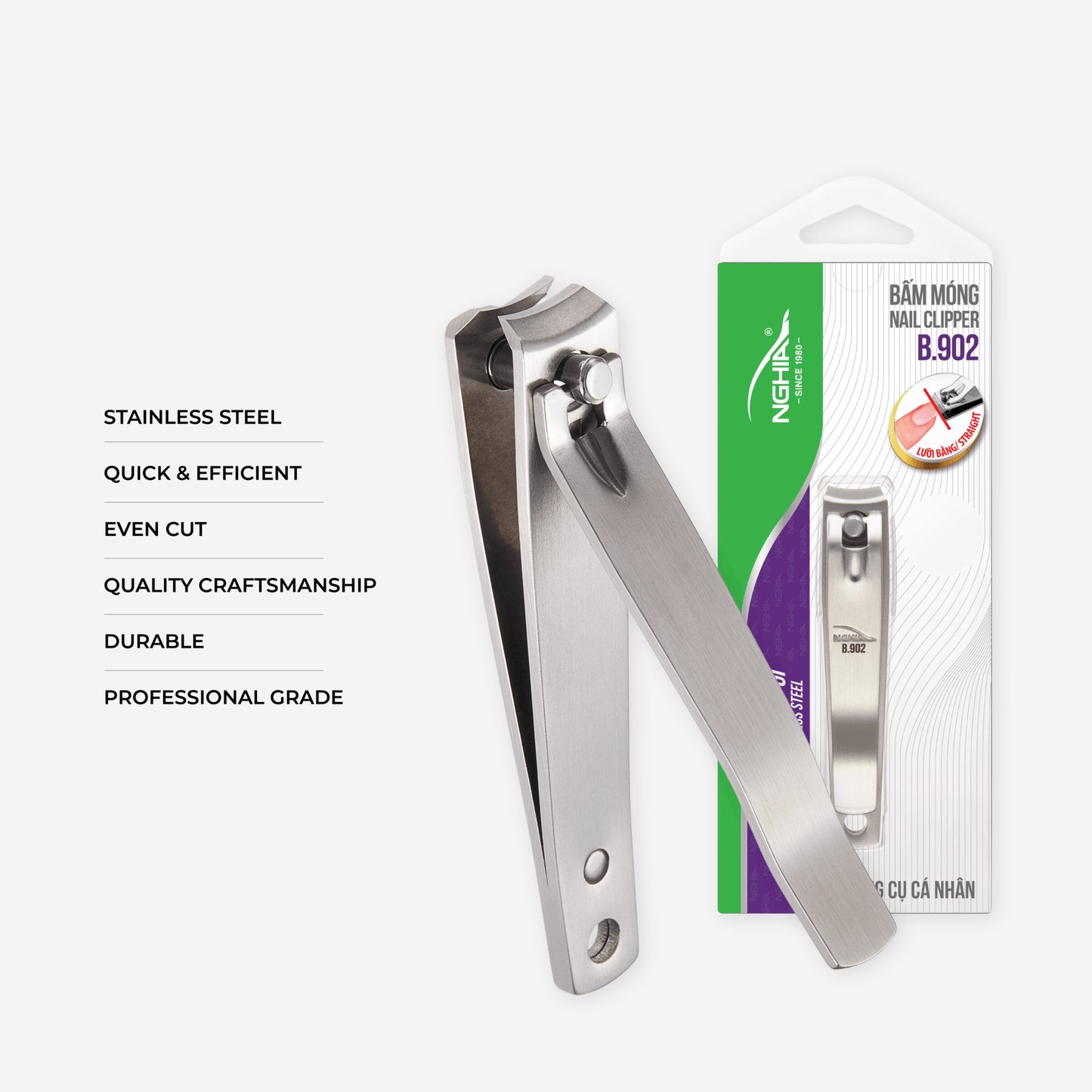 Curve Blade Large Nail Clipper - B-902 (Stainless Steel) - The Salon Partner