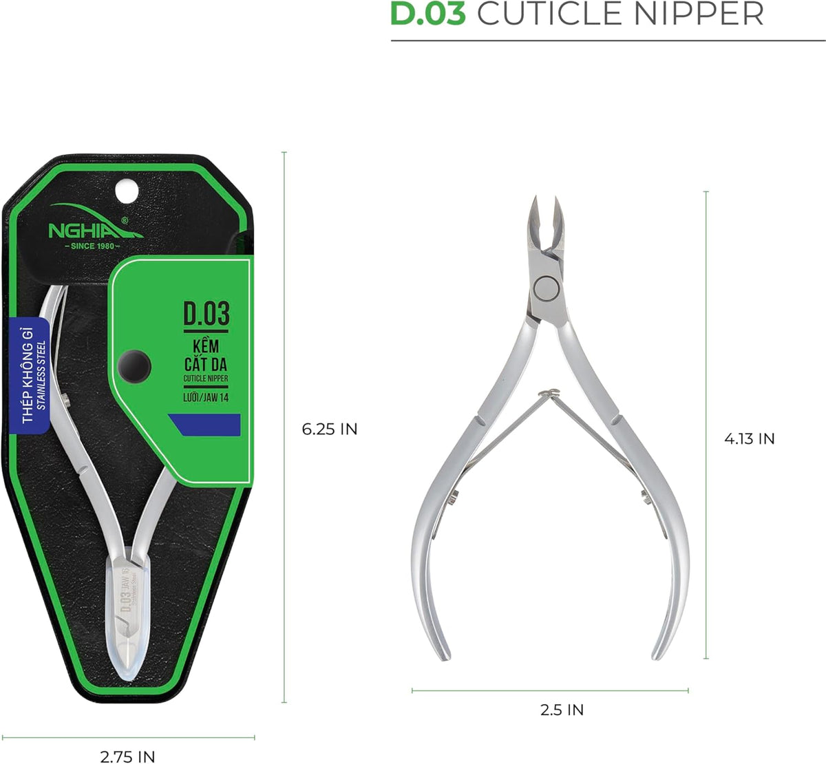 Cuticle Nipper - D - 03 (Stainless Steel) - W.S. Industries, Inc.