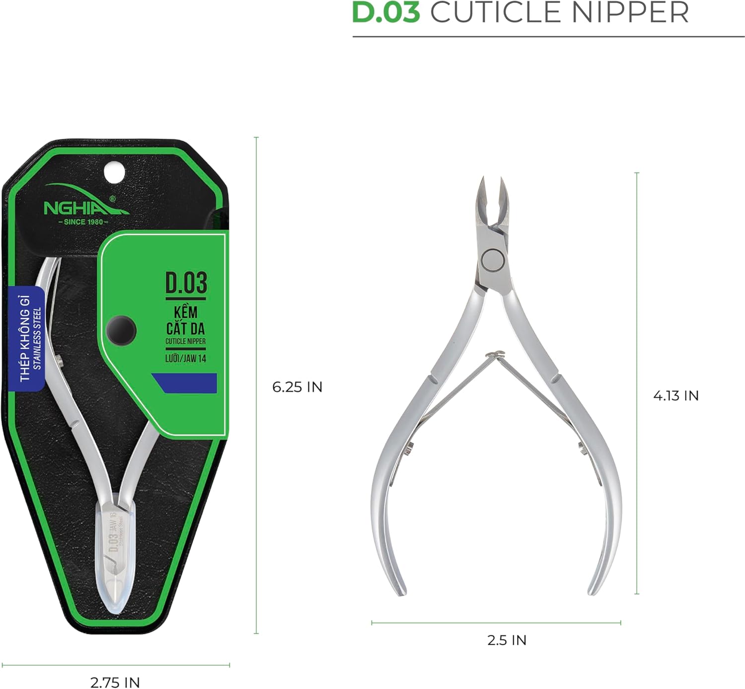 Cuticle Nipper - D - 03 (Stainless Steel) - W.S. Industries, Inc.