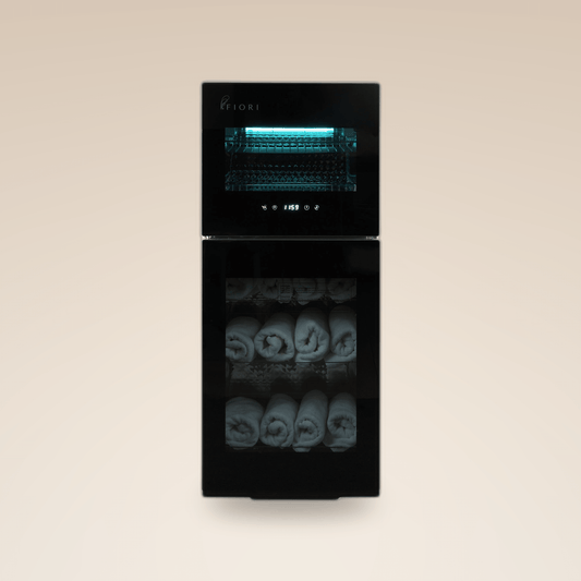Fiori 136 DUO combination sterilizer and towel warmer tower, front view