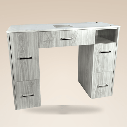 Fiori Omni nail table with integrated dust collector, marble top