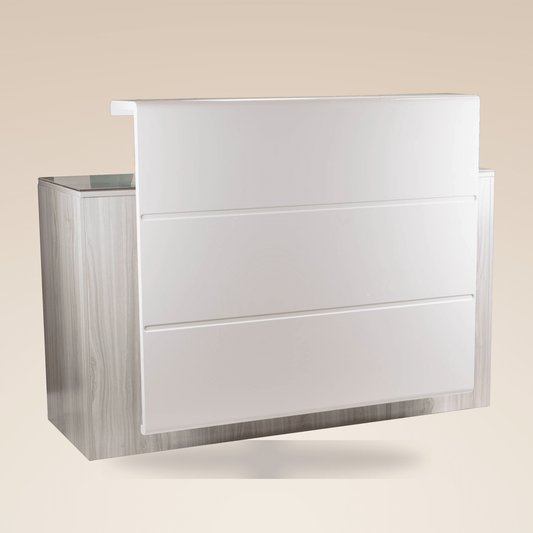 Fiori Omni reception desk with tempered glass top