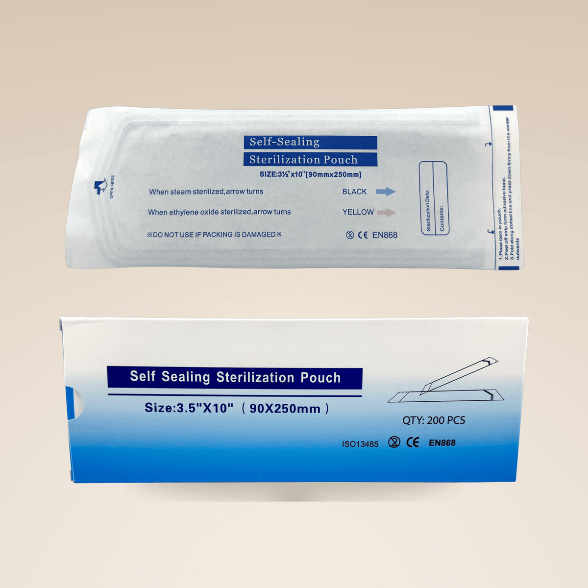 Fiori self-sealing sterilizer pouches with indicator strip