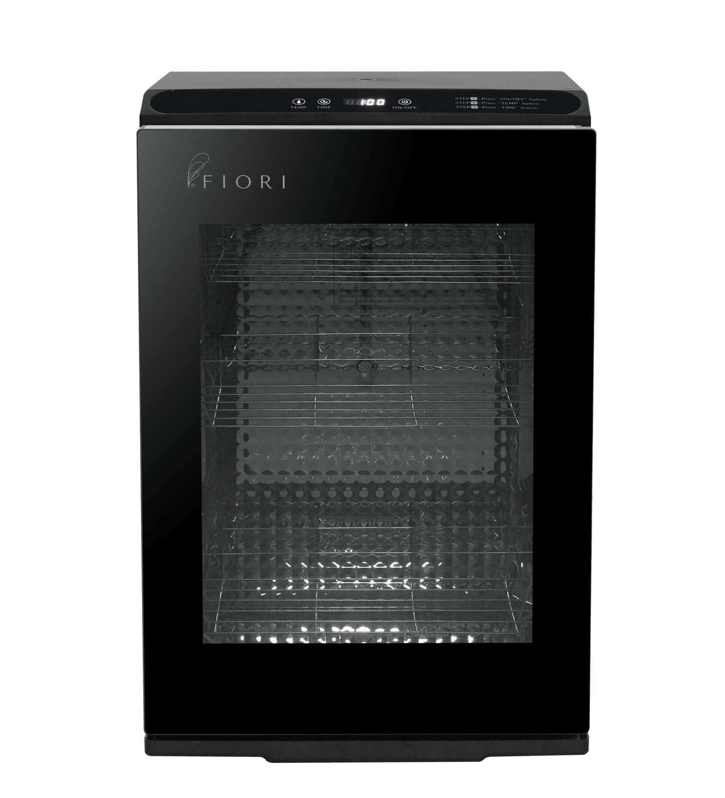 Fiori TW-60L glass-door towel warmer, stainless-steel cabinet