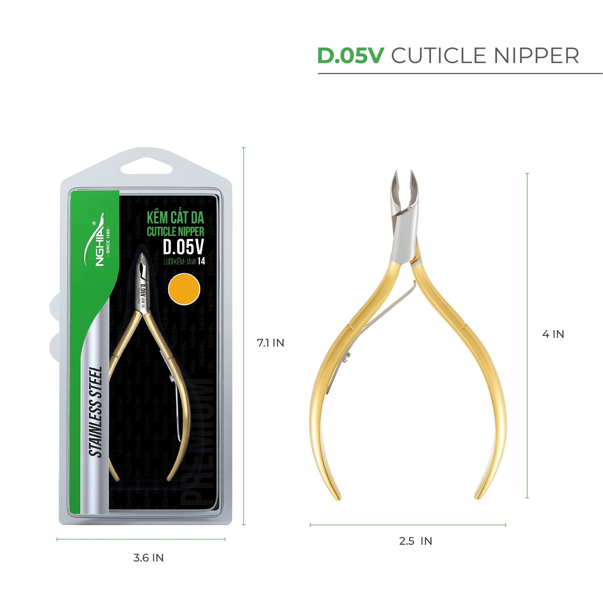 Gold Cuticle Nipper - D-05V (Stainless Steel) - The Salon Partner