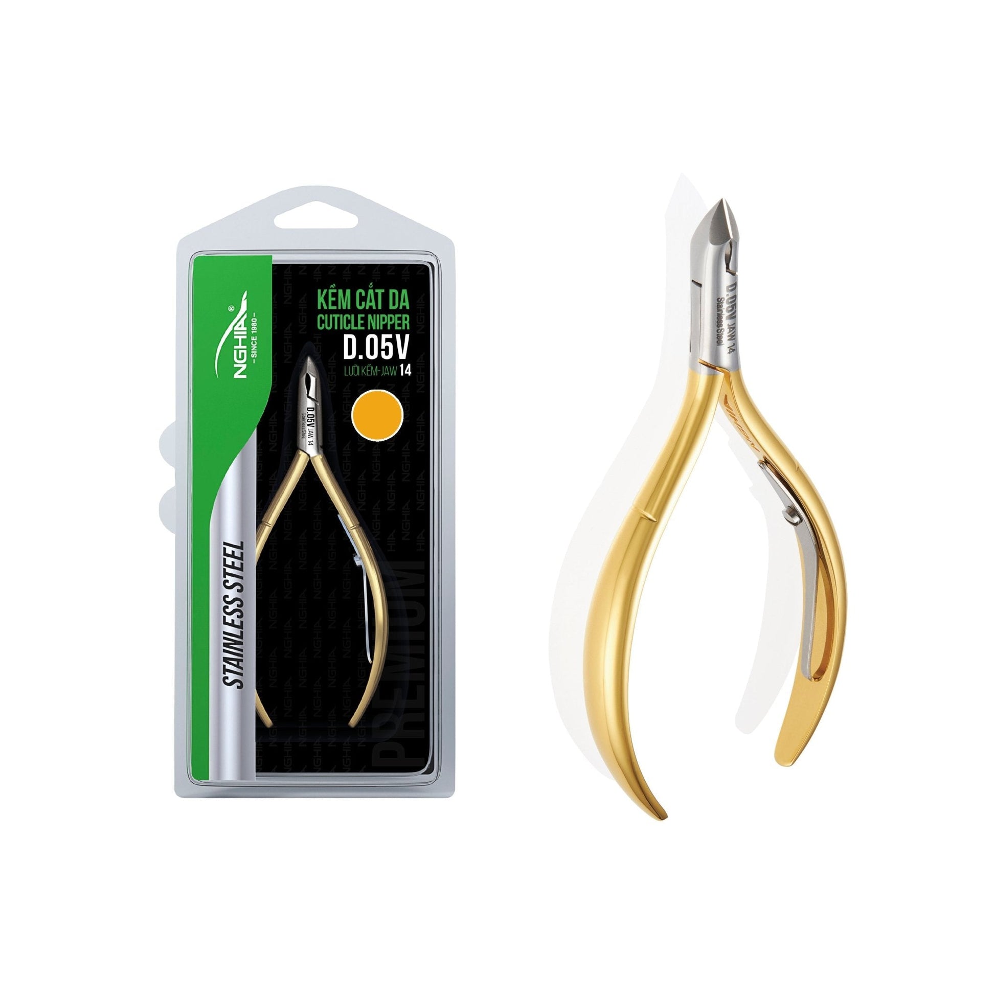 Gold Cuticle Nipper - D-05V (Stainless Steel) - The Salon Partner