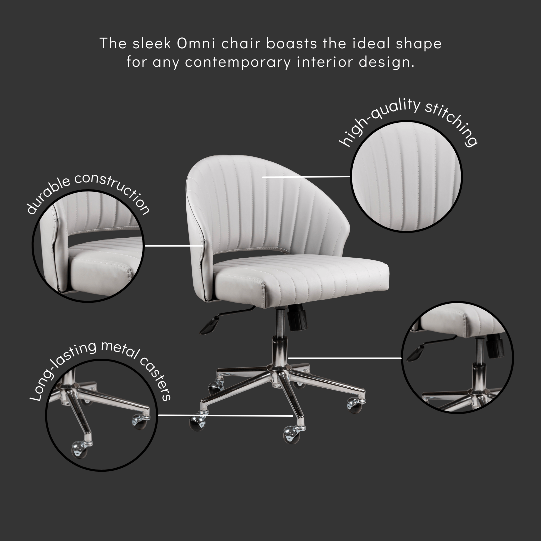 Omni waiting chair, three-quarter view