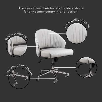 Omni waiting chair, three-quarter view