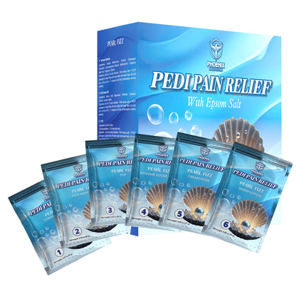 Pedi Relief Deluxe 11-Step pedicure kit in Pearl Fizz — box and step packets