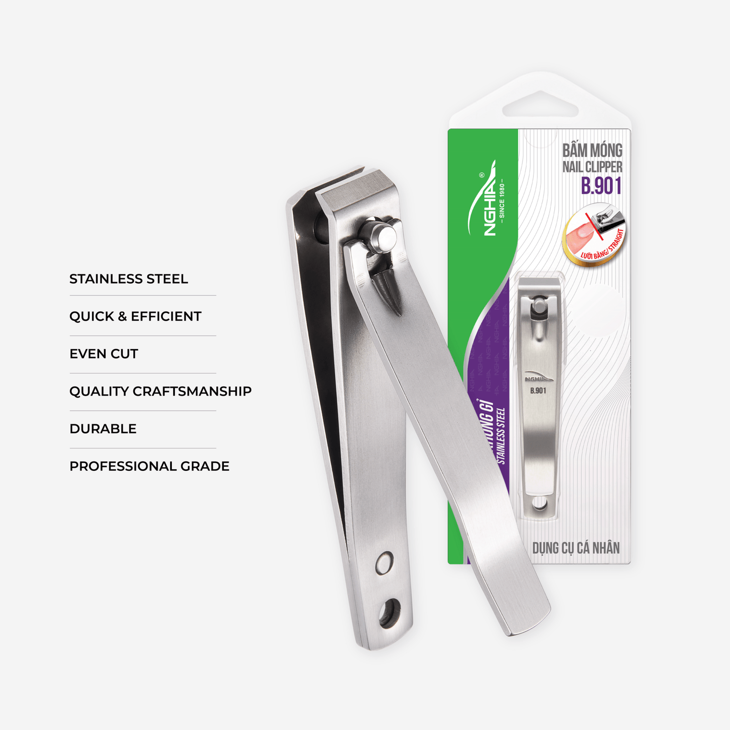 Straight Blade Large Nail Clipper - B-901 (Stainless Steel) - The Salon Partner